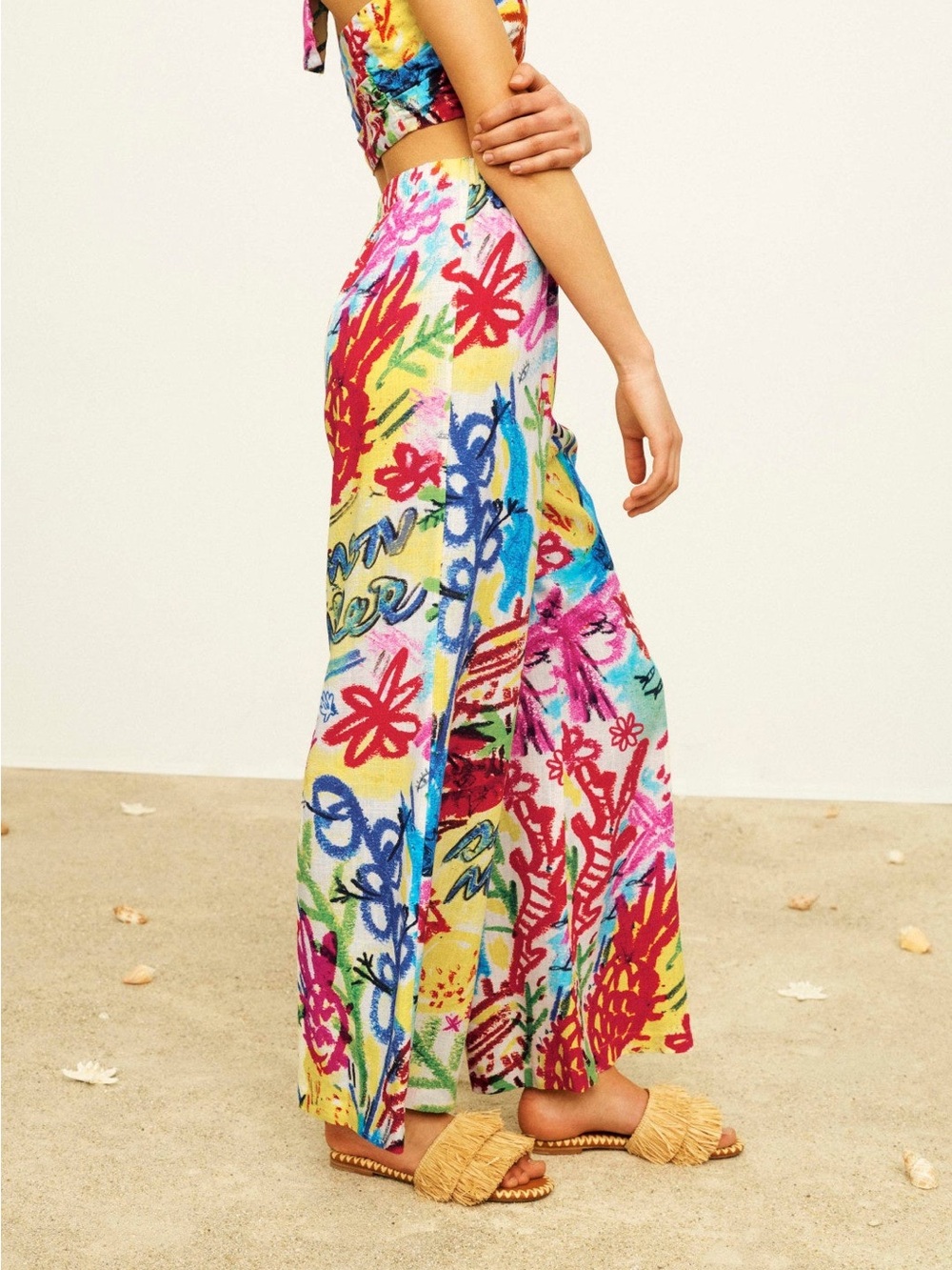 Colorful Abstract Floral Wide-Leg Lounge Pants - Picture 4 of 7